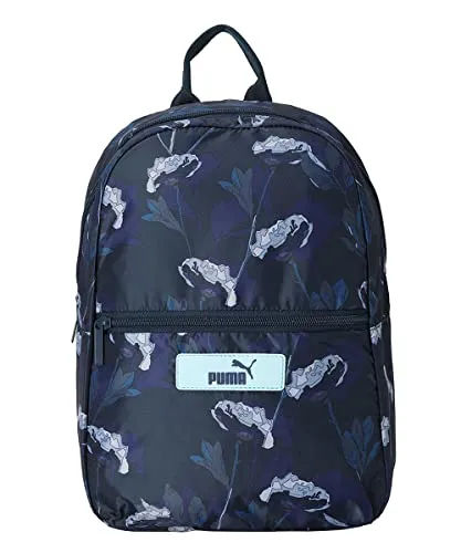 PUMA Damen Core Pop Backpack - Black-floral AOP - Tagesrucksack für Damen mit stylischem floralen Design, ideal für Schule, Freizeit und Sport.