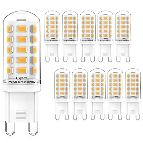 Cxyemt G9 LED Lampe 3W Ersetzt 28W 33W 40W Halogenlampen, 2700K Warmweiß G9 LED Leuchtmittel Glühbirne, AC 220-240V, Nicht Dimmbar, Kein Flickern Energiesparlampe, 10er Pack