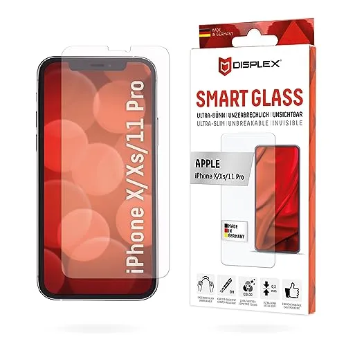 Displex Smart Glass (9H) für Apple iPhone X/XS/11 Pro, Montagesticker, unzerbrechlich, ultra-dünn, unsichtbar