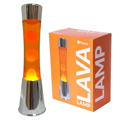 FISURA Lavalampe orange mit Chromsockel