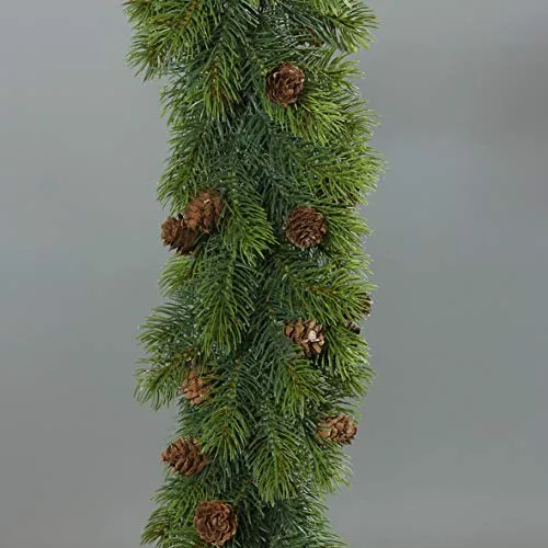 mucplants Künstliche Tannengirlande mit echten Zapfen - Girlanden für Festlichkeiten – Hochwertige, naturgetreue Kunsttanne mit echten Zapfen für pflegeleichte Dekoration in jedem Raum.