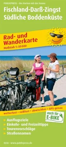 Fischland-Darß-Zingst, Südliche Boddenküste: Rad- und Wanderkarte mit Ausflugszielen, Einkehr- & Freizeittipps, wetterfest, reissfest, abwischbar, GPS-genau. 1:50000 (Rad- und Wanderkarte: RuWK)