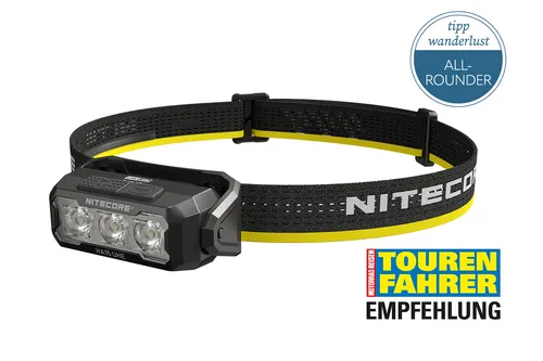 Nitecore Stirnlampe HA15 UHE LED, 400 Lumen, USB - Stirnlampen mit extrem robustem IP66-Gehäuse, 400 Lumen Lichtleistung und integriertem Rotlicht. Ideal für Outdoor-Aktivitäten und lange Leuchtdauer von bis zu 114 Stunden.