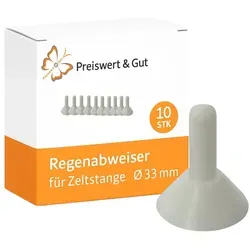 10x Regenabweiser für Zeltstange – Regenschutzkappen aus Kunststoff, Ø 33 mm, Länge 44 mm, verhindert Wasseransammlungen