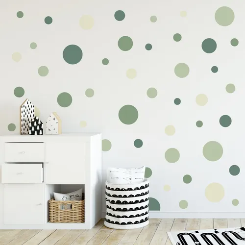 Wandtattoo Kreise Set 120 Stück Waldgrün Punkte Sticker Y068