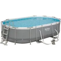 DELUKE Pool SWOM Oval Kunststoff Grau 107x305x305cm Komplett-Set Aufstellpool