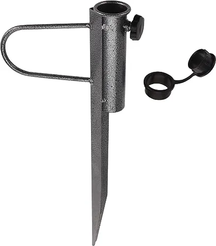 Land-Haus-Shop® Rasendorn Sonnenschirmhalter/Schirm Halter/Metall/Wäschespinne Halter/Standfuß/Masthalter Erdspieß Bodenhülse Erddübel Angelruten Halter (Grau 1 Stück)