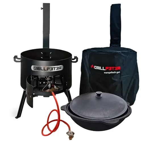 Grillpeter Holzkohlegrill Utschak Asamat Ø50 cm mit Kasan und Gasbrenner