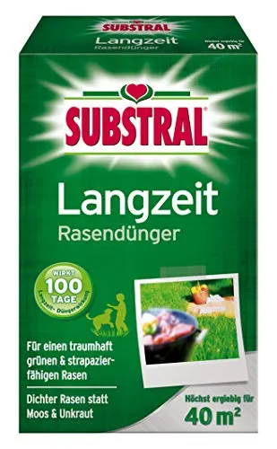 Substral Langzeit Rasendünger, 100 Tage Langzeitdüngung, für dichten und saftig grünen Rasen, 40 m² - 0,8 kg
