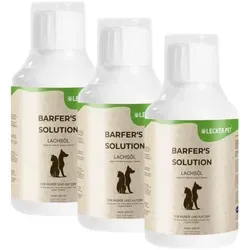 ml Lecker.Pet® Barfer's Solution 100 % Lachsöl für Hunde & Katzen - Tiergesundheit: Hochwertiges Lachsöl in Lebensmittelqualität, reich an Omega-3-Fettsäuren zur Unterstützung von Stoffwechsel und Wohlbefinden bei Hunden und Katzen.