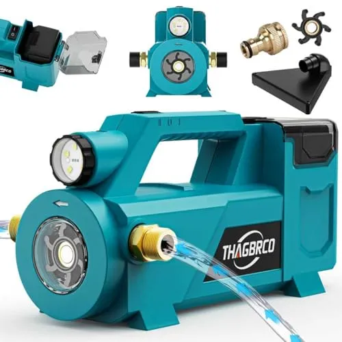 Tragbare selbstansaugende Wasserpumpe für Makita 18V Akku - Wasserpumpen für vielseitige Anwendungen, kabellos und kompatibel mit Makita 18V Akkus. Ideal für Entwässerung und Bewässerung, mit einer Ansaughöhe von bis zu 6 Ft und einer max. Förderhöhe von 60 Ft.