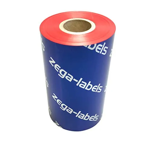 zega-labels Thermotransfer Farbband ROT 110 mm x 300 m - zega color (Wachs/Harz Wischfest) - Farbseite AUSSEN - 1 Zoll Kern Ø 25 mm - für Papieretiketten - Ribbon für Zebra ZT-Serie/ZM400/Z4M+/ZD421T