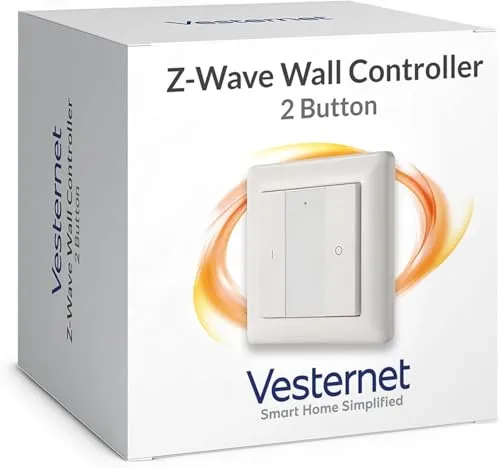 Vesternet Z-Wave 2-Tasten-Smart-Wandcontroller | Lösen Sie bis zu 6 Szenen in Ihrem Smart Home Hub aus | Kompatibel mit Home Assistant, SmartThings und Hubitat