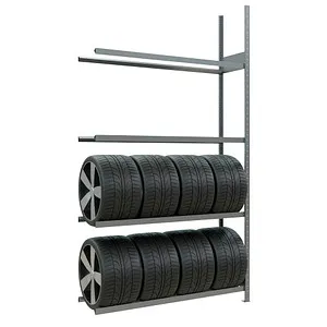 Schulte Anbauregal 20998 für Reifenregal, 150 x 275 x 40cm - Werkstatteinrichtung mit 4 höhenverstellbaren Ebenen, bis zu 24 Reifen lagerbar, reifenschonende Traversen und einfache Montage. Ideal für effiziente Reifenlagerung.