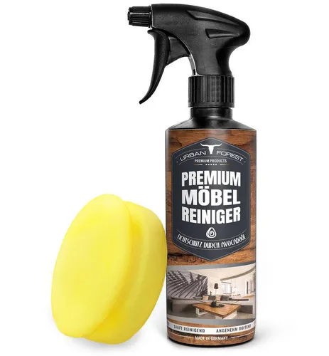 URBAN FOREST Holzreiniger, Möbelreiniger Möbelpflege 500ml + Schwamm Holzreiniger (2-St. 500ml, für Möbel, Leder, Holz)