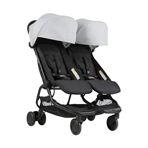 Mountain Buggy Nano DUO V1 Zwillings-, Geschwisterwagen - silber - Buggys: Leichter Zwillings- und Geschwisterwagen mit nur 9 kg, ideal für den einfachen Transport von zwei Kindern und kompatibel mit der Cocoon Babyschale für Neugeborene.