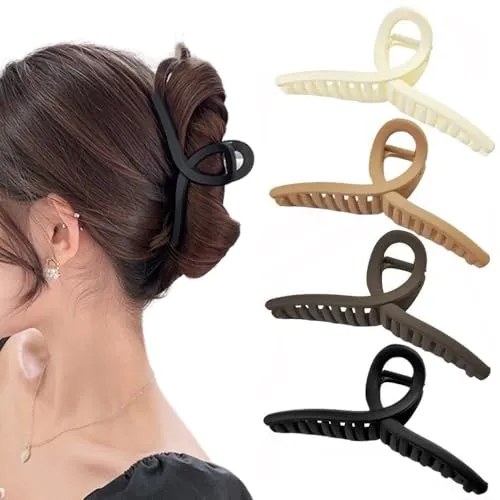ZSPERKLA 4 Stück Extra Große Haarklammer, 13cm Haarspangen für dickes Haar, Rutschfeste Haar Jaw Clips Haar-Accessoires für Frauen und Mädchen