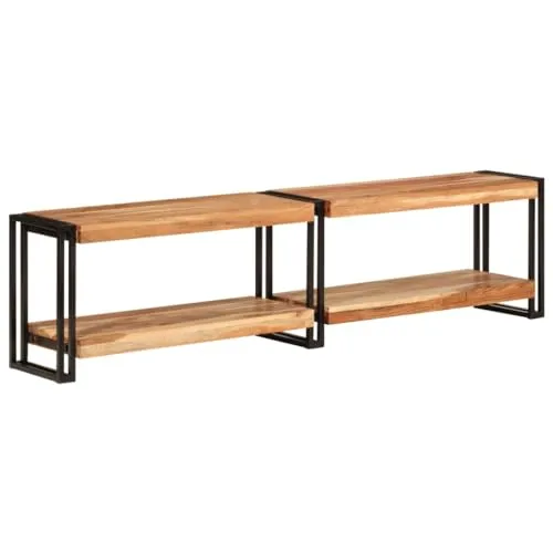 vidaXL TV Schrank aus Akazienholz - Stylischer Lowboard für Fernseher mit viel Stauraum, aus robustem Akazien-Massivholz und stabilem Metallrahmen – ideal für dein Wohnzimmer!