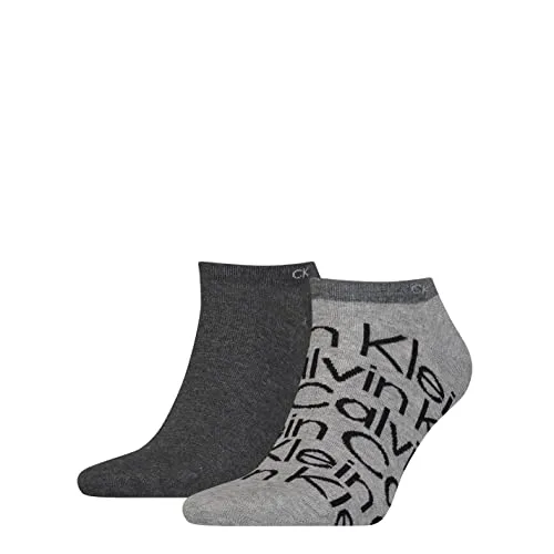 Calvin Klein Jeans Sneakersocken CK MEN SNEAKER 2P ALL OVER PRINT (2 Paar) All-Over-Muster, uni, Logoschriftzug, atmungsaktiv grau 39-42