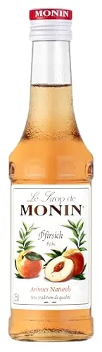 Monin Sirup Pfirsich (1 x 0,25 l) – Sirup für Cocktails, Mocktails & Eistee – Fruchtiger Getränkesirup für Bellini, Limonaden & Desserts