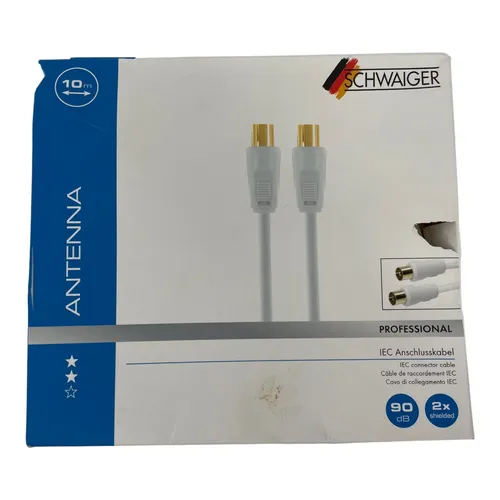Schwaiger IEC-Anschlusskabel Professional - KVKHQ 100 - Weiß - 90 dB - 10 Meter