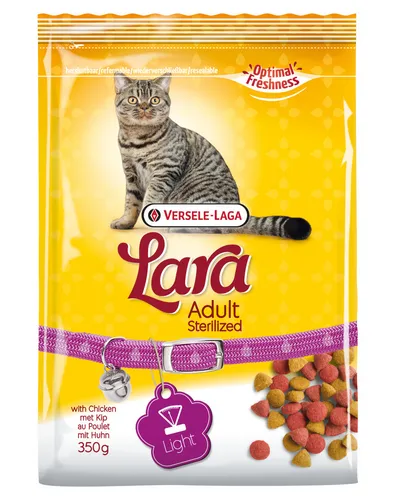 Versele-Laga Lara Adult Sterilized 10kg - Katzenfutter für kastrierte Katzen, mit reduziertem Fettgehalt und zusätzlichen pflanzlichen Fasern für eine gesunde Ernährung.