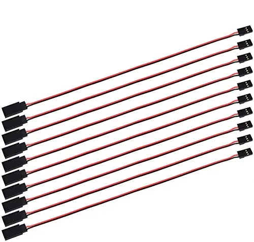POFET 10 Stück Servo-Verlängerungskabel Anschlusskabel 50 cm 3-poliges Kabel JR-Stecker und Futaba-Buchse für RC-Flugzeug