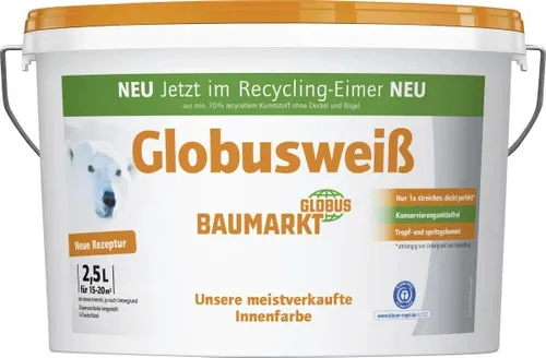 Globusweiß Wandfarbe weiß matt 2,5 L  Innen