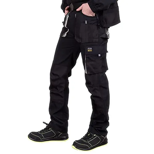 Reis FORECO-T BJS62 Arbeitshosen Männer, Arbeitshose, Schnittschutzhose, Arbeithose Herren, Schwarz Hellgrau, 62 Größe