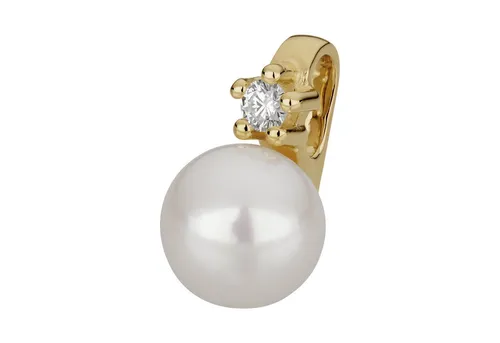Orolino Anhänger 585 Gold mit Brillant und Perle - Eleganter Anhänger aus 585 Gold, verziert mit einem 0,03ct Brillant und einer edlen weißen Perle (5,5-6mm) – perfekter Schmuck für besondere Anlässe.
