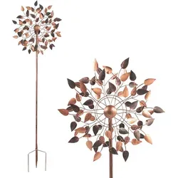 Windrad mit 2 gegenläufigen Rotoren, bronze - 213 cm hoch - Gartenverzierungen, ästhetisches Windrad mit lautlos drehenden Rotoren für eine entspannende Atmosphäre in Ihrem Garten oder auf der Terrasse.
