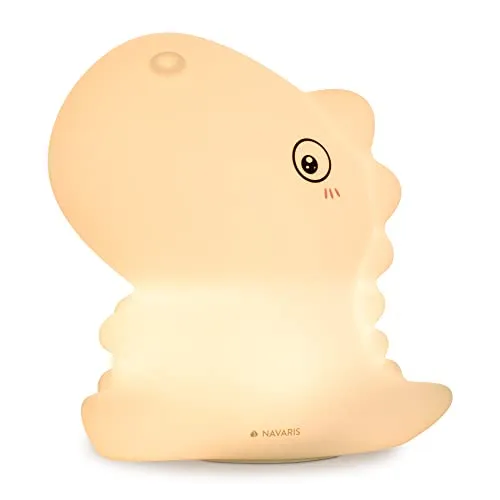 Navaris LED Nachtlicht Dino Design - aufladbar mit Micro USB Kabel - Süße RGB Farbwechsel Kinder Nachttischlampe - Dinosaurier Schlummerlicht Weiß