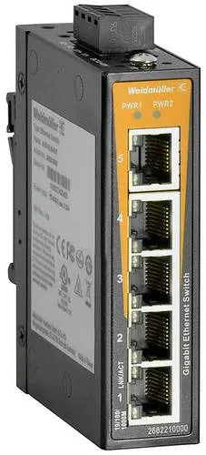 Weidmüller IE-SW-EL05-5GT 5-Port Industrial Ethernet Switch - Industrial Ethernet Switch für zuverlässige Netzwerkverbindungen, ideal für industrielle Anwendungen und robuste Umgebungen.