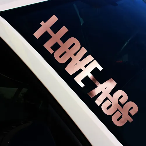 Frontscheibenaufkleber I Love Ass Rosegold Chrom Sticker Tuning Auto FS136