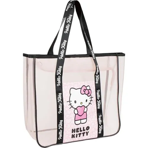 CERDÁ LIFE'S LITTLE MOMENTS Große Strandtasche Hello Kitty – Wasserdicht, Leicht und Robust – Strandtasche mit Viel Stauraum und Taschen, Ideal für Urlaub, Pool und Reisen.