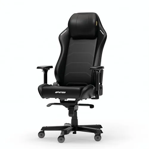 DXRacer Master XL Schwarz EPU Leder - Der Premium Gaming Stuhl - Bürostuhl für E-Sport mit ergonomischem Design, verstellbaren 4D-Armlehnen und optimalem Komfort für lange Gaming-Sessions. Empfohlen für Nutzer bis 190 cm.