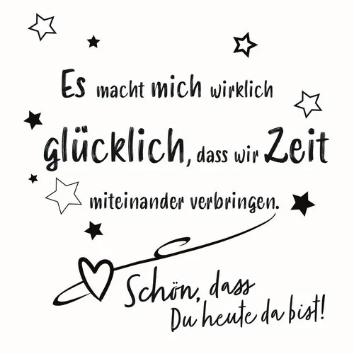 Servietten Spruch Glückliche Zeit Gast Gäste Tischdeko Geburtstag 33x33cm 20