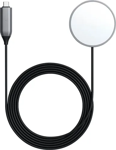 Satechi Magnetic Wireless Charging Kabel space grey - Kabelloses Qi-Ladegerät für Apple iPhone 12, mit magnetischem Lademodul und bis zu 7,5 Watt Ladegeschwindigkeit für schnelles und einfaches Laden.