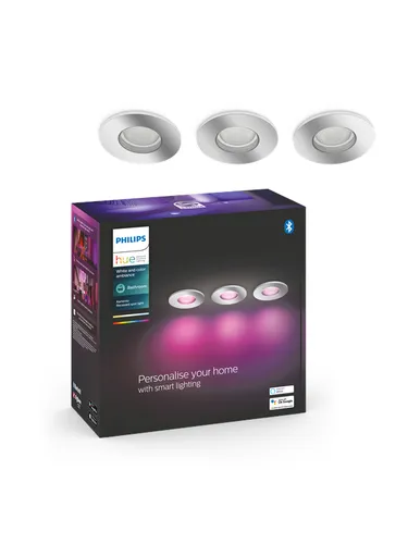 Hue Xamento Einbauspot 3er-Pack - Moderne Einbau-Downlights für Badezimmer, mit smartem Licht in Millionen Farben und IP44-Schutz. Perfekte Dimmung für Entspannung oder Spaß – ideal für dein Smart Home!