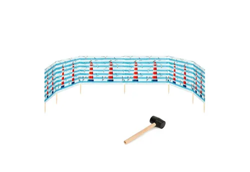 Garronda Windschutz Strand Sichtschutz 8m mit Gummihammer GAEX001 - Zelt-Windschutz, ideal für Strandbesuche. Mitgelieferter Gummihammer sorgt für einfache Befestigung im Sand. Hergestellt aus robustem Material für optimalen Wind- und Sichtschutz.