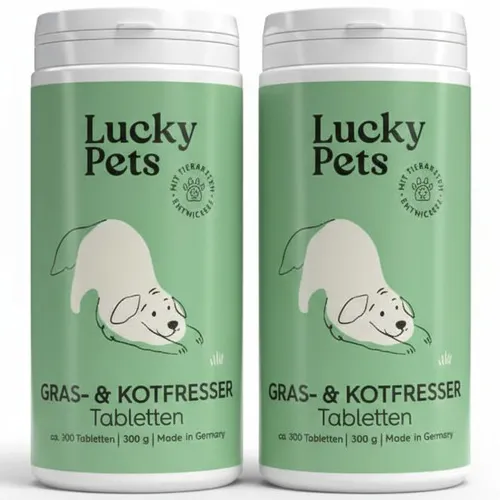 Lucky Pets Gras- & Kotfresser Tabletten für Hunde – Pflanzliche Unterstützung für die Verdauung - Natürliche Tabletten für Hunde, die bei Verdauungsproblemen helfen. Enthält Ulmenrinde und Heilerde, um den Magen zu beruhigen und die Verdauung zu fördern. Einfach ins Futter geben!