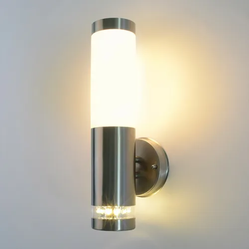 Bewegungsmelder Außenleuchte 232A2 - Edelstahl Außenlampe mit Bewegungsmelder, ideal für Sicherheit und Komfort im Außenbereich. E27 Fassung und LED Ring für energieeffiziente Beleuchtung.