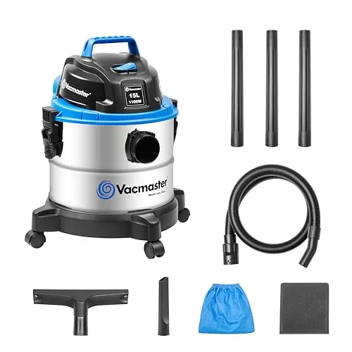 Vacmaster Nass-Trockensauger 1100W 15L kompakt für Haus Auto | Edelstahl, kompakt, Blasfunktion, für Haus, Garage, Auto VQ1115S