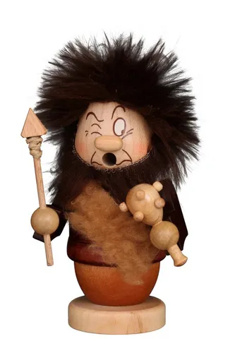 Christian Ulbricht Dekofigur 'Räuchermann Miniwichtel Urmännchen - 13,5cm' - Nussknacker Dekofigur aus Holz, beeindruckender Neandertaler mit Keule, symbolisiert Stärke und Mut. Hochwertige Handarbeit Made in Germany.