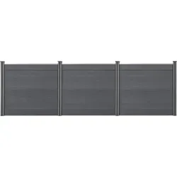 neu.holz WPC Gartenzaun Grau 165x466cm