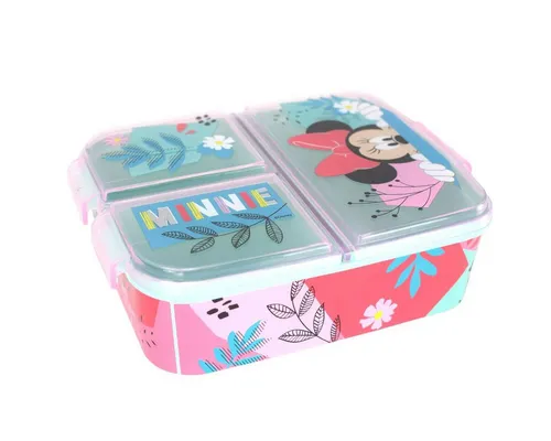 Stor BROTDOSE MIT MEHREREN FÄCHERN MINNIE MOUSE - Bunte, BPA-freie Brotdose für Kinder, praktisch und offiziell lizenziert mit beliebten Disney-Figuren