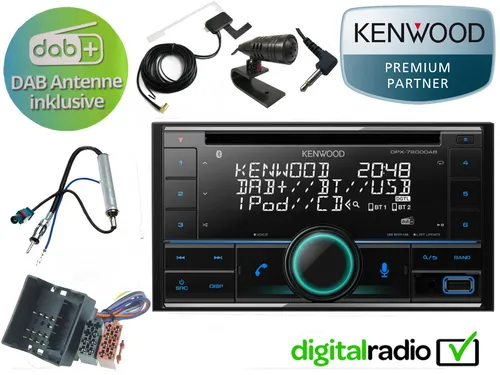 Kenwood CD Bluetooth DAB+ USB Radio für VW POLO IV 9N - Zubehör für Car HiFi mit DAB+ Empfang, Bluetooth-Freisprecheinrichtung und nahtlosem Wechsel zwischen DAB und UKW für ein erstklassiges Klangerlebnis.