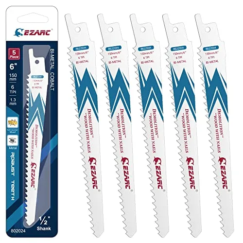 EZARC Säbelsägeblätter R622DH for Holz Demolition 150mm 6TPI (5 Stück)