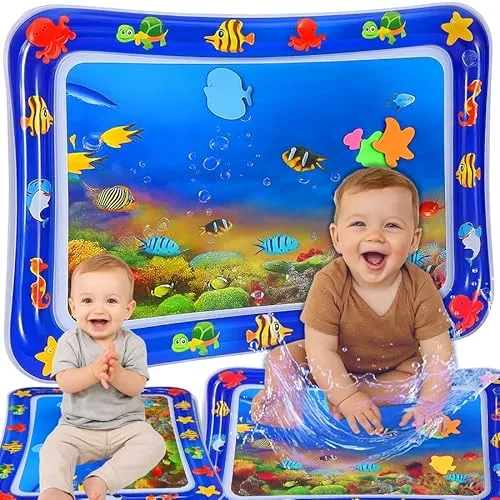 Retoo Wasser Doodle Wassermatte Baby Wasserspielmatte für 3, 6, 9 Monate Sensorisches Spielzeug Aufblasbare Spielmatte Wassergefüllte Babyspielzeug Motorikspielzeug Unterwasserwelt 66x50cm