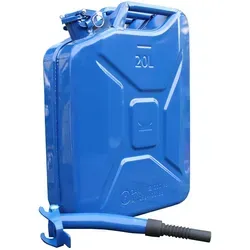 Baumarktplus Metallkanister blau 20 Liter inkl. Ausgießer - Robuster Metallkanister für Benzin und Diesel, 20 l Fassungsvermögen, leicht und stabil, ideal für den sicheren Transport von Kraftstoffen.